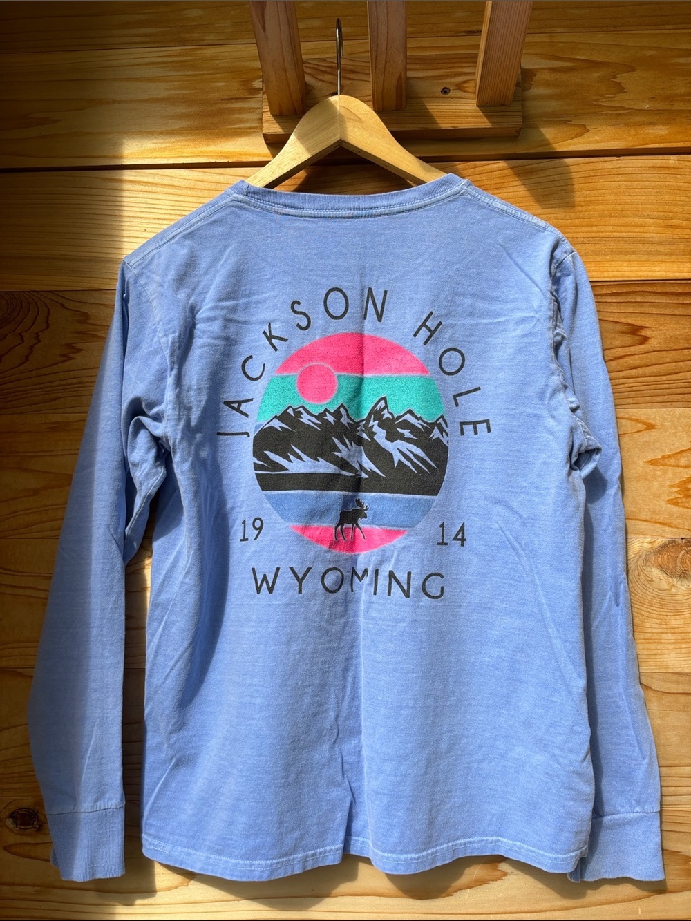 Blue 84 Jackson Hole Wyoming Long Sleeve Graphic Tee Small 100% Cotton